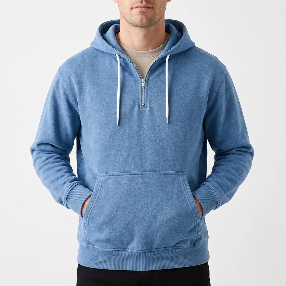 Hoodie heren | Half zip sweater met capuchon