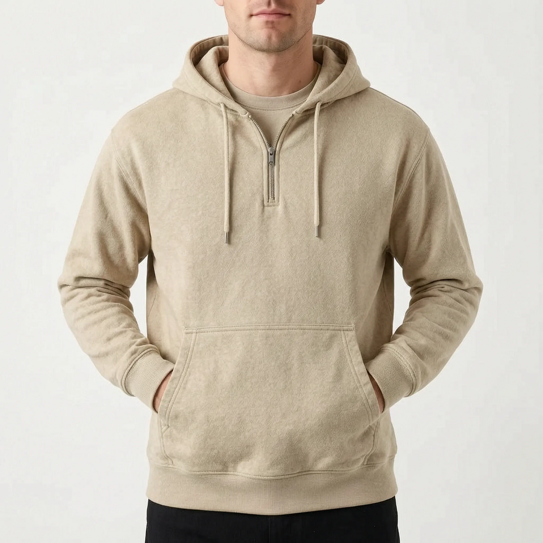 Hoodie heren | Half zip sweater met capuchon