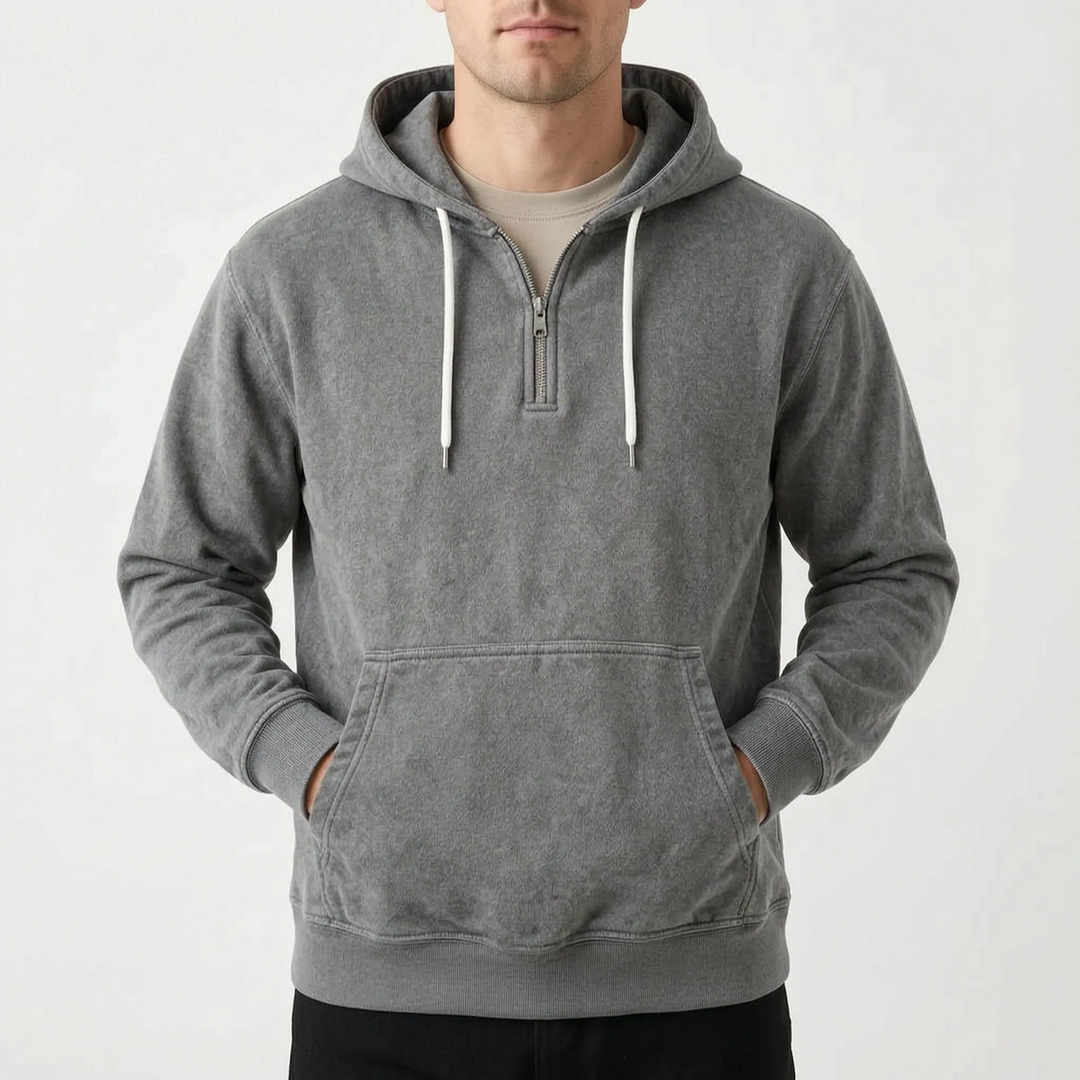 Hoodie heren | Half zip sweater met capuchon