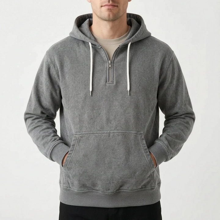 Hoodie heren | Half zip sweater met capuchon