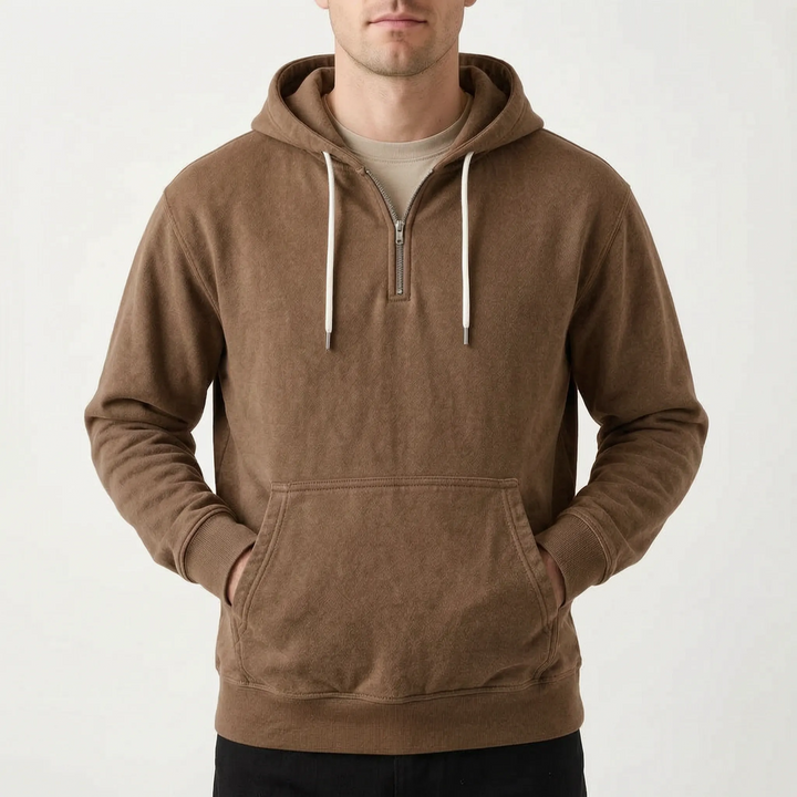 Hoodie heren | Half zip sweater met capuchon