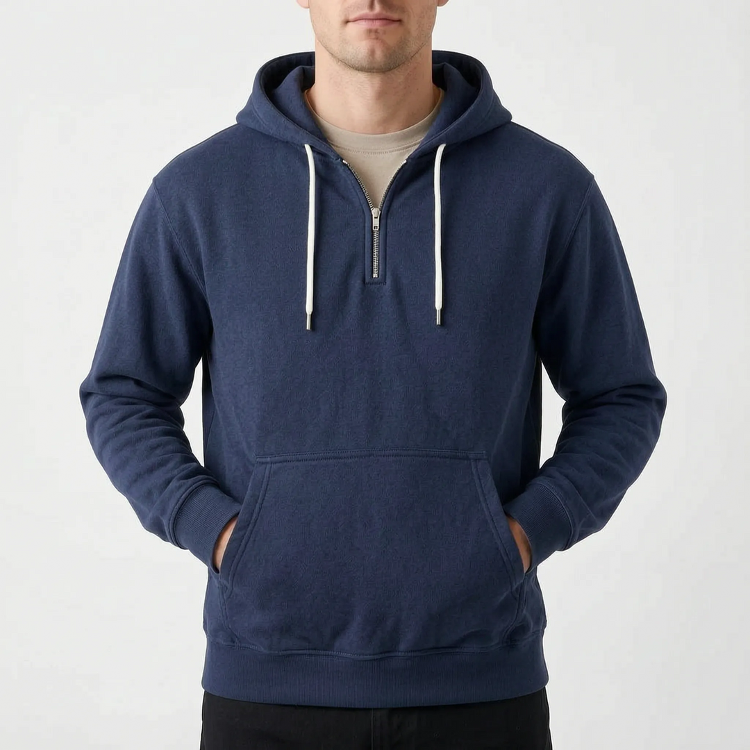 Hoodie heren | Half zip sweater met capuchon