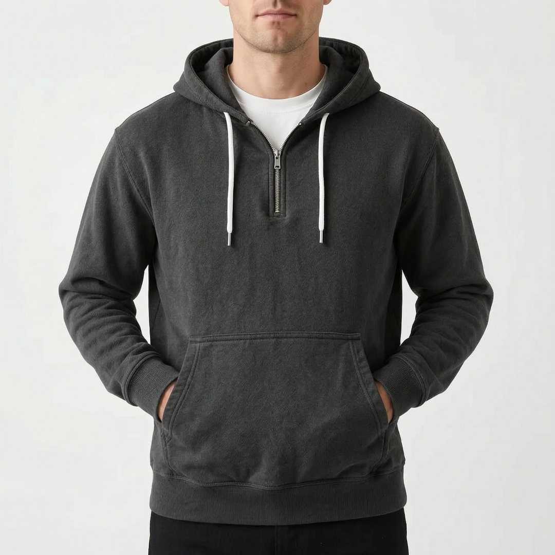 Hoodie heren | Half zip sweater met capuchon