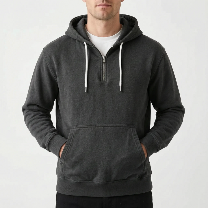 Hoodie heren | Half zip sweater met capuchon