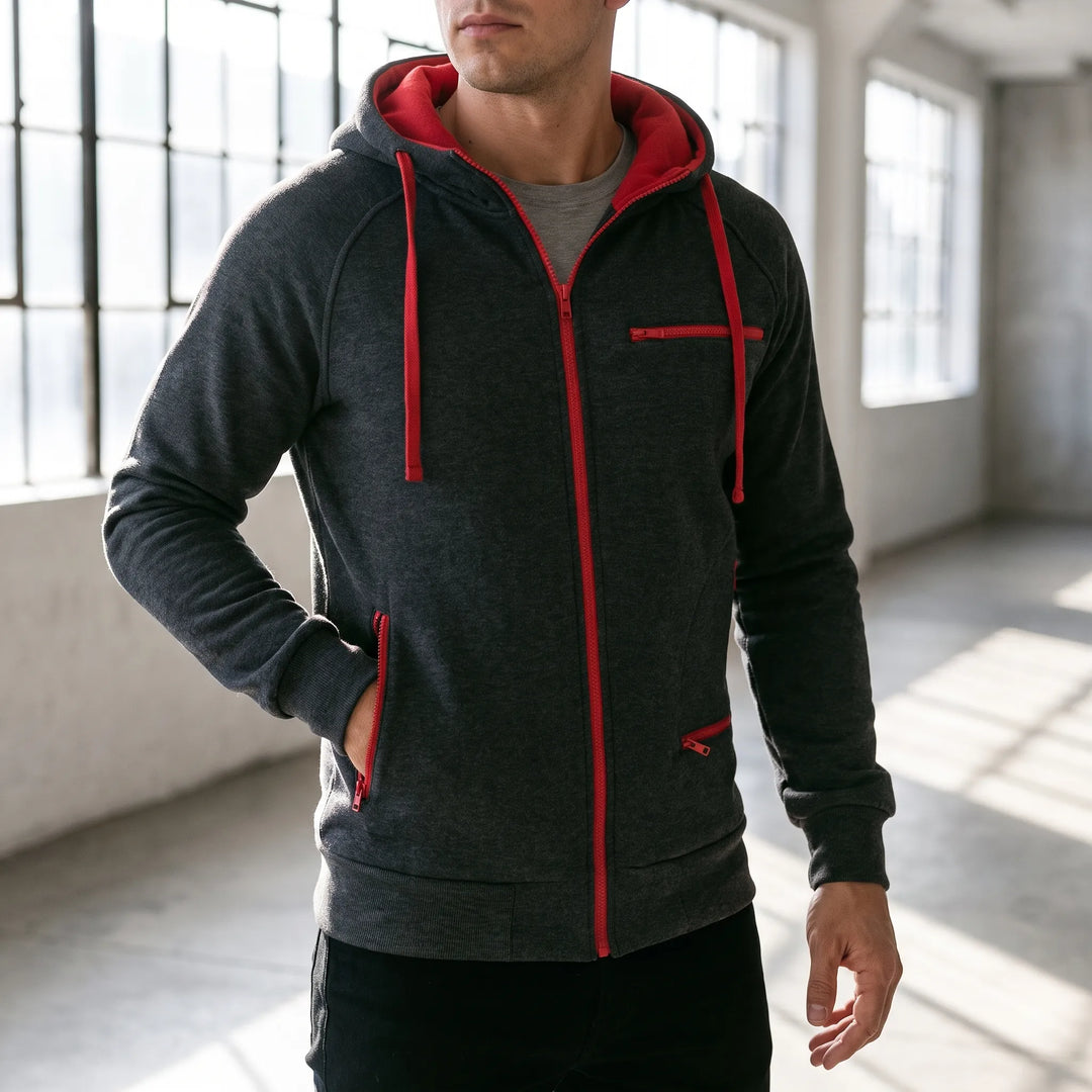 Hoodie heren | Vest met capuchon, ritssluiting en ritszakken