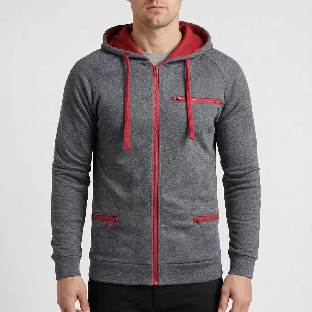 Hoodie heren | Vest met capuchon, ritssluiting en ritszakken