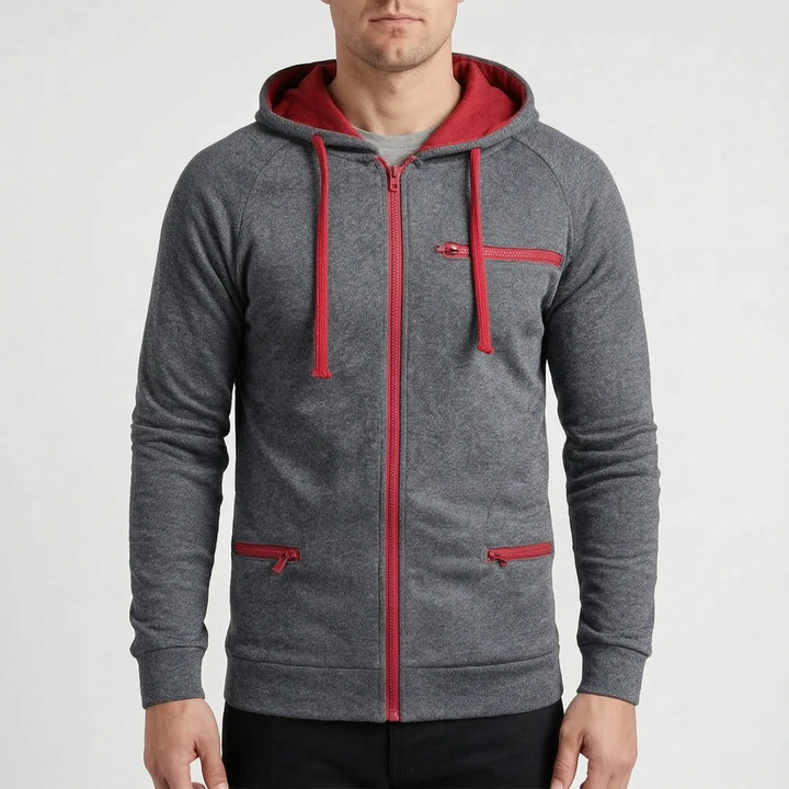 Hoodie heren | Vest met capuchon, ritssluiting en ritszakken