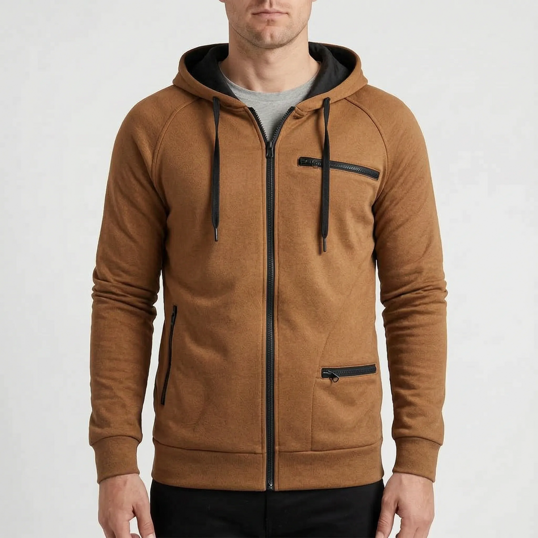 Hoodie heren | Vest met capuchon, ritssluiting en ritszakken