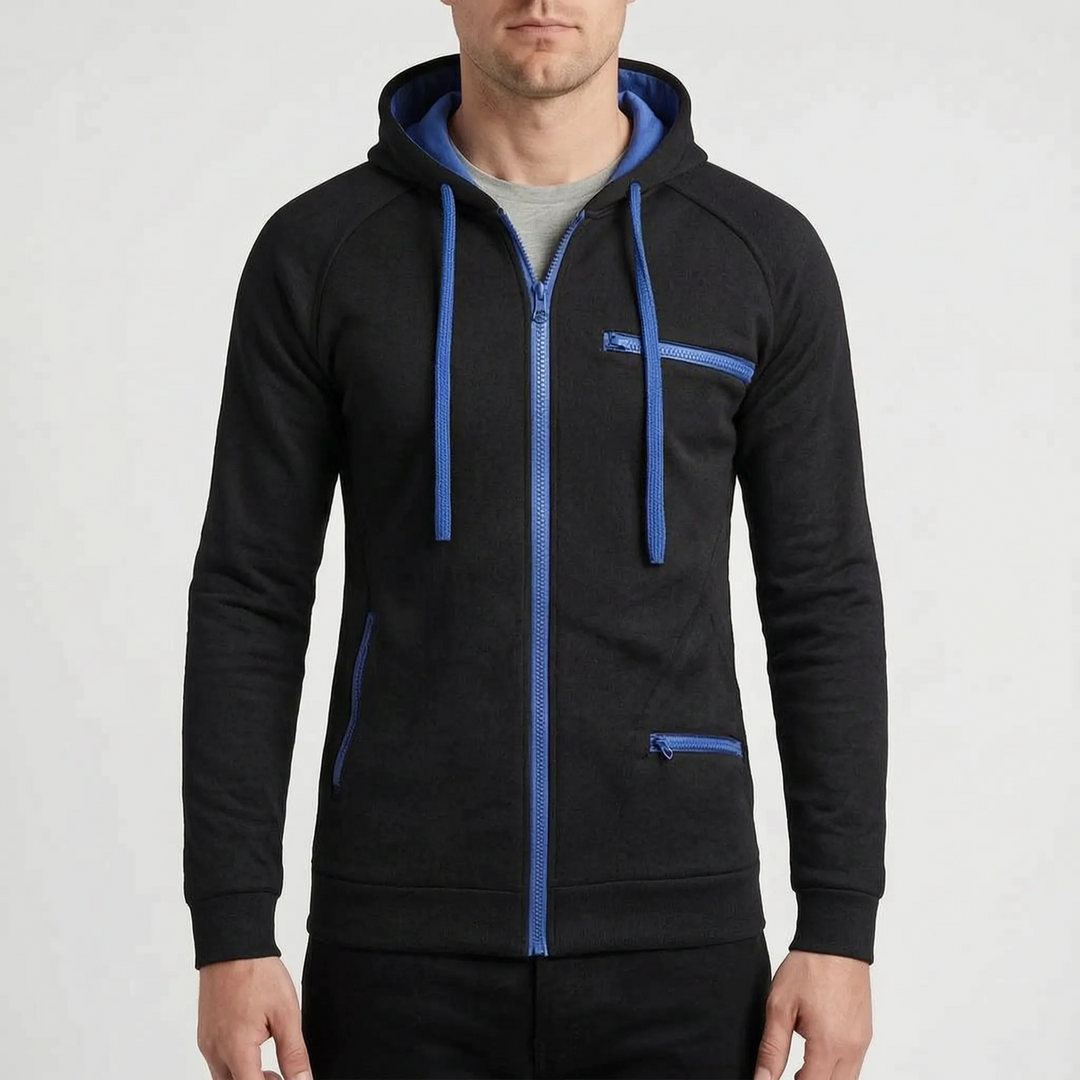 Hoodie heren | Vest met capuchon, ritssluiting en ritszakken