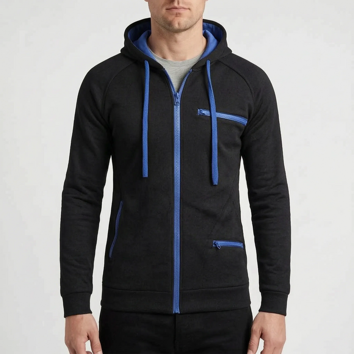 Hoodie heren | Vest met capuchon, ritssluiting en ritszakken