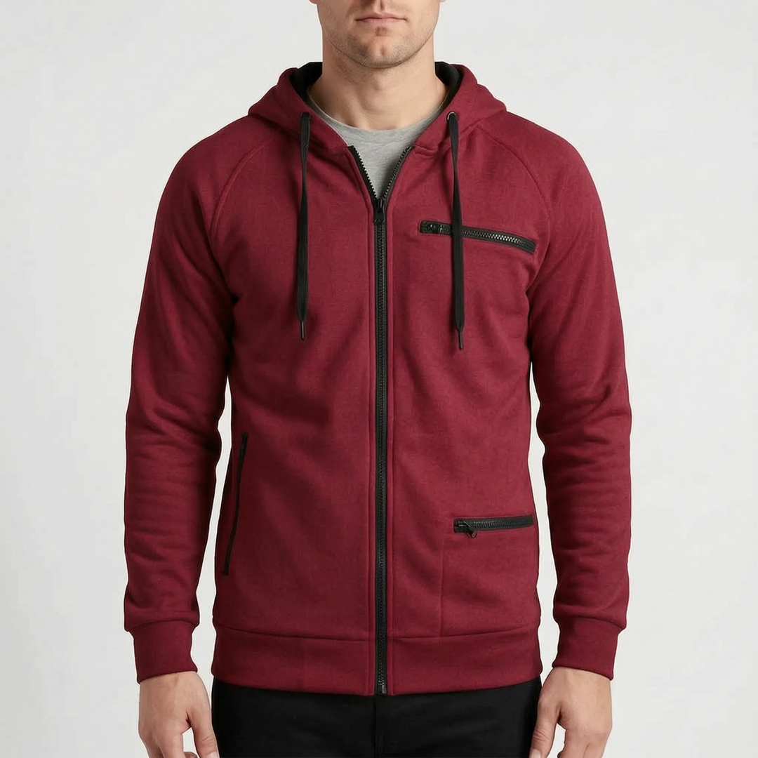 Hoodie heren | Vest met capuchon, ritssluiting en ritszakken