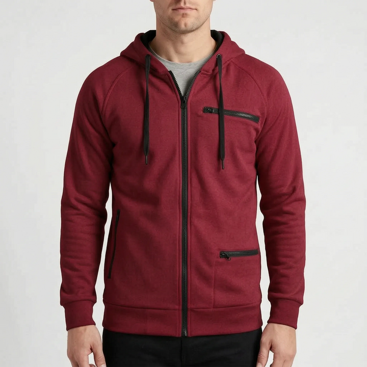 Hoodie heren | Vest met capuchon, ritssluiting en ritszakken