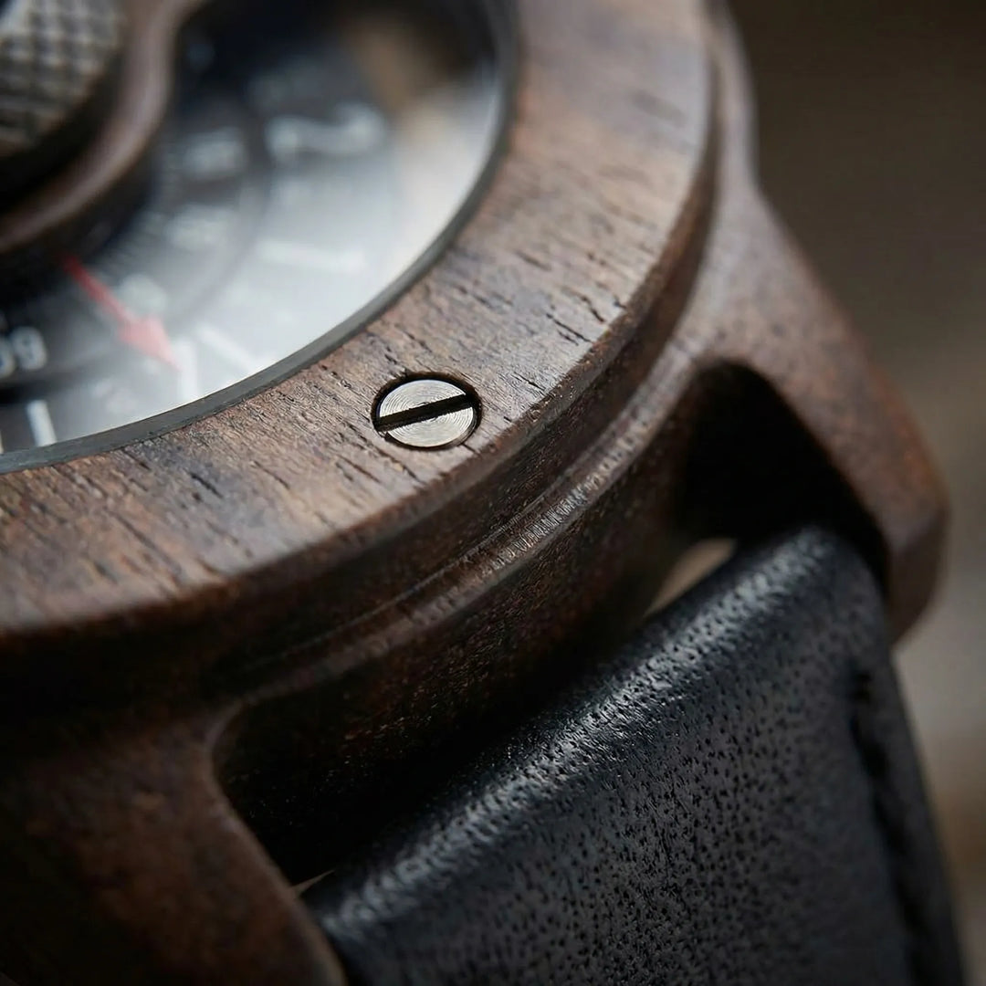 Horloge heren | Houten horloge Helvique met leren band