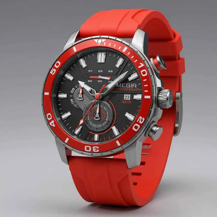 Horloge heren | Sport chronograaf met siliconen band Chronex