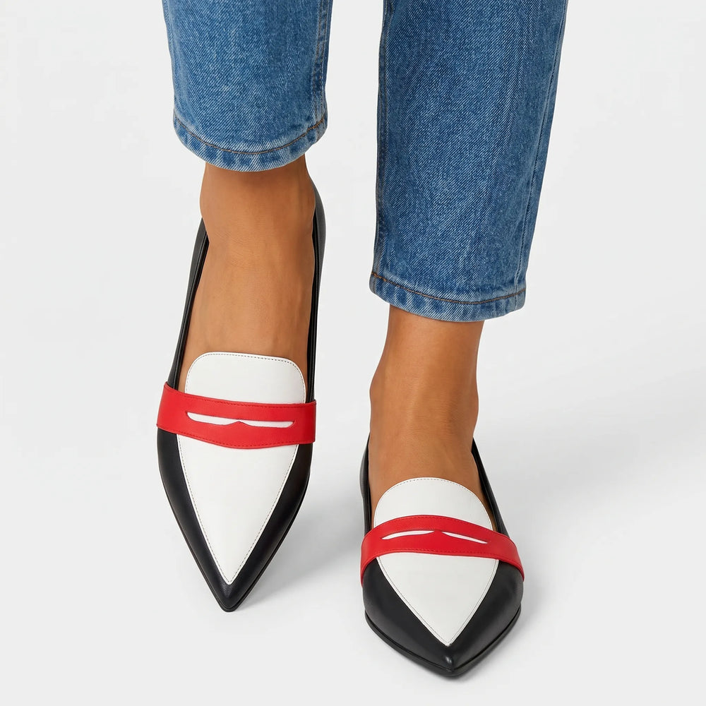 Instappers dames | Loafers met puntneus en kleurcontrast