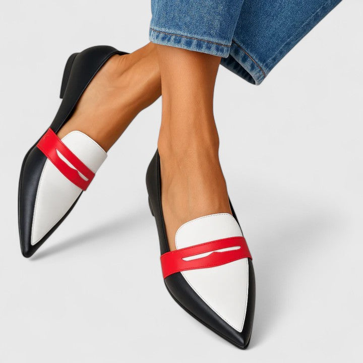 Instappers dames | Loafers met puntneus en kleurcontrast