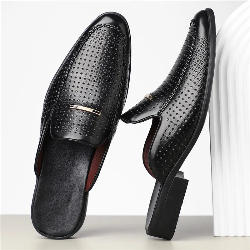 Instappers heren | Loafers met perforatie en lage hak