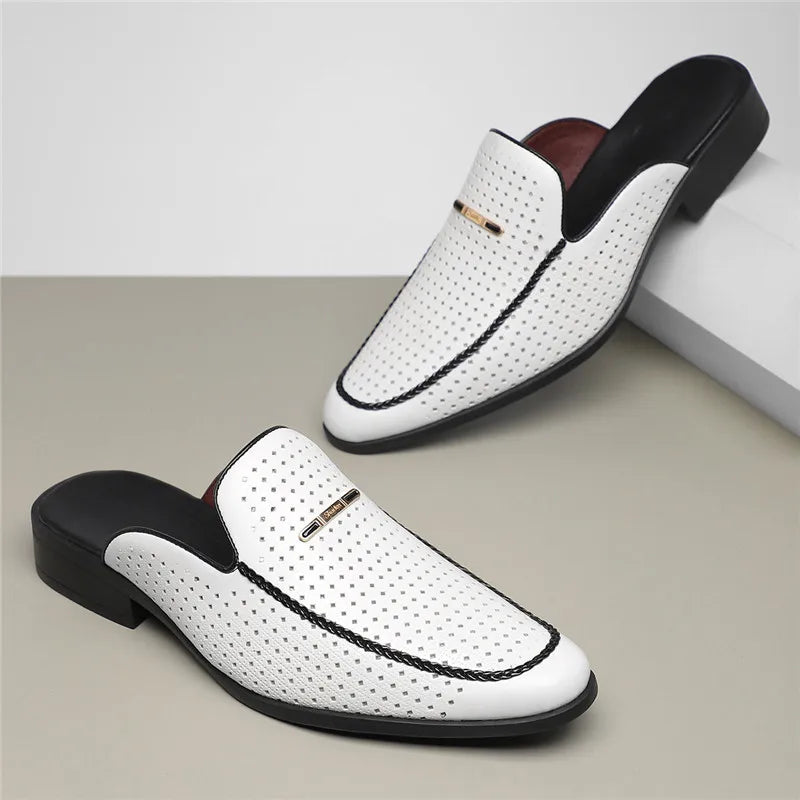 Instappers heren | Loafers met perforatie en lage hak