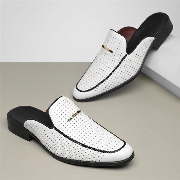 Instappers heren | Loafers met perforatie en lage hak