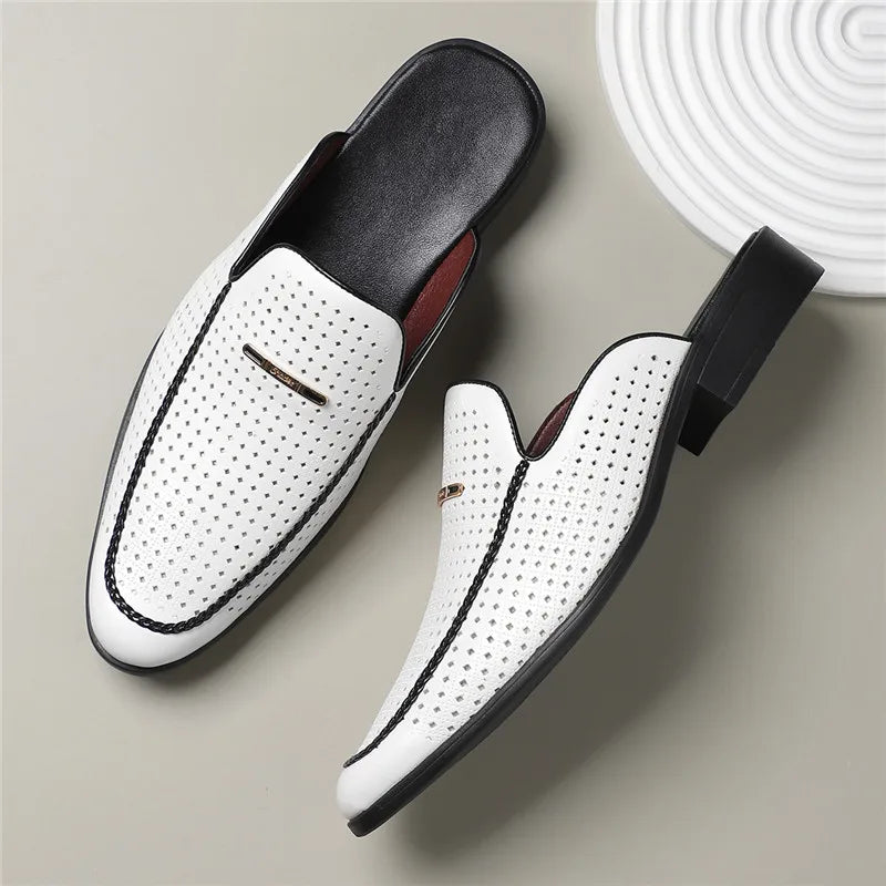 Instappers heren | Loafers met perforatie en lage hak