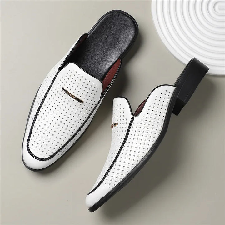Instappers heren | Loafers met perforatie en lage hak