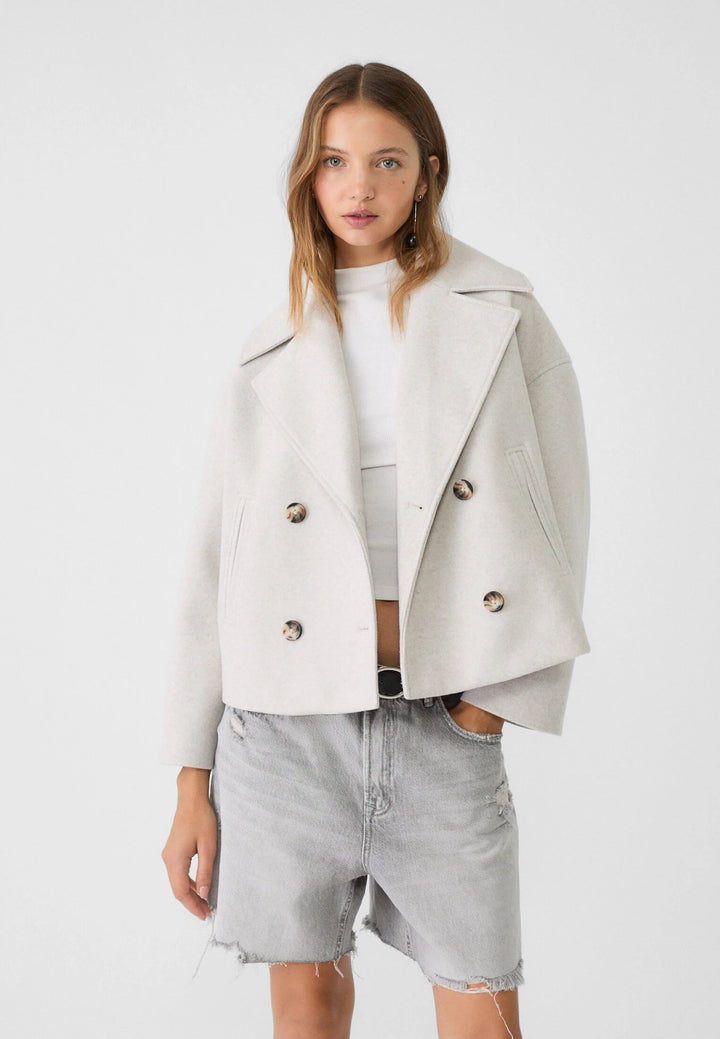 Jas dames | Korte double breasted mantel met knopen