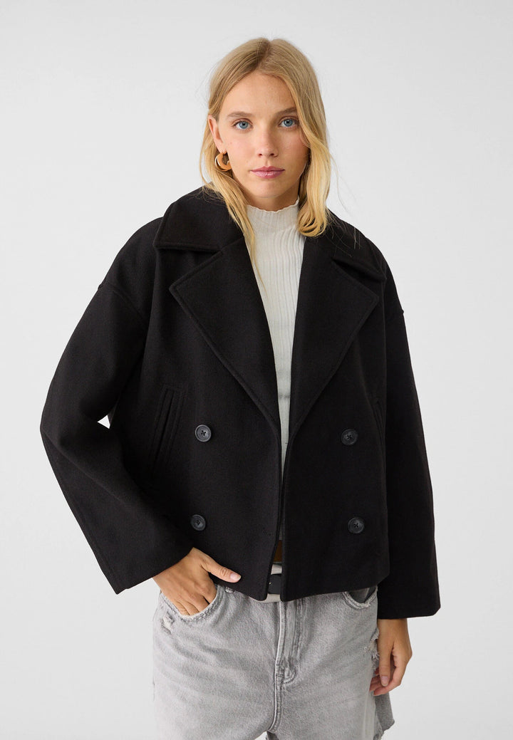 Jas dames | Korte double breasted mantel met knopen