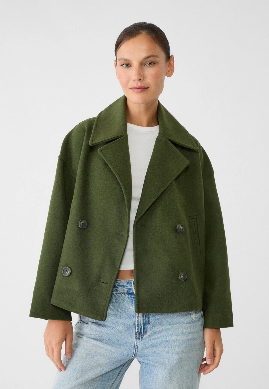 Jas dames | Korte double breasted mantel met knopen
