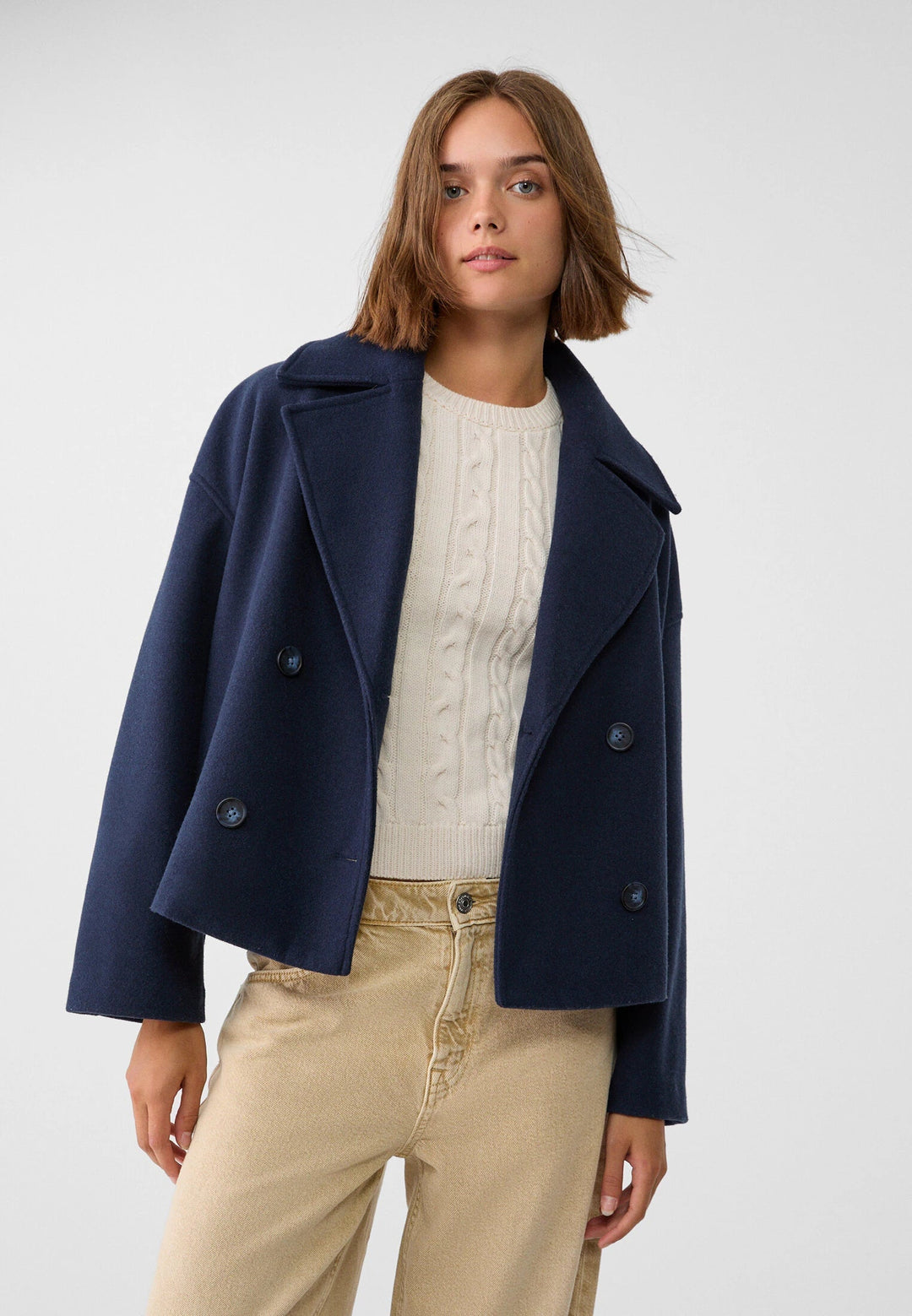 Jas dames | Korte double breasted mantel met knopen