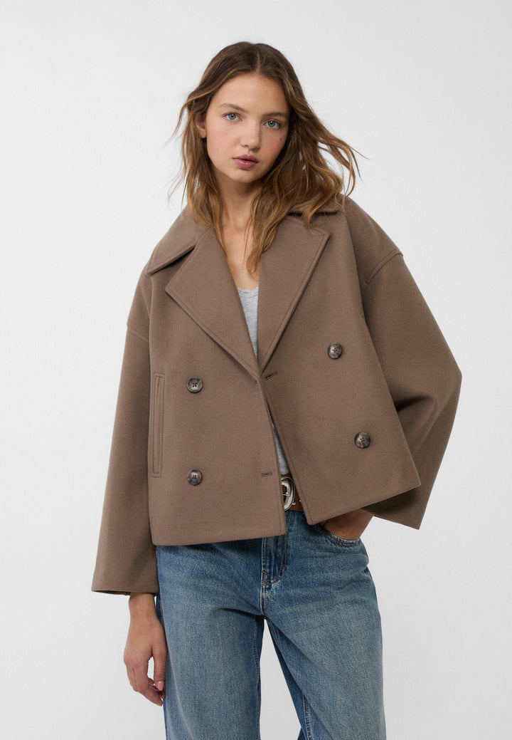 Jas dames | Korte double breasted mantel met knopen