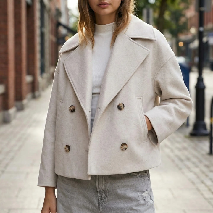 Jas dames | Korte double breasted mantel met knopen