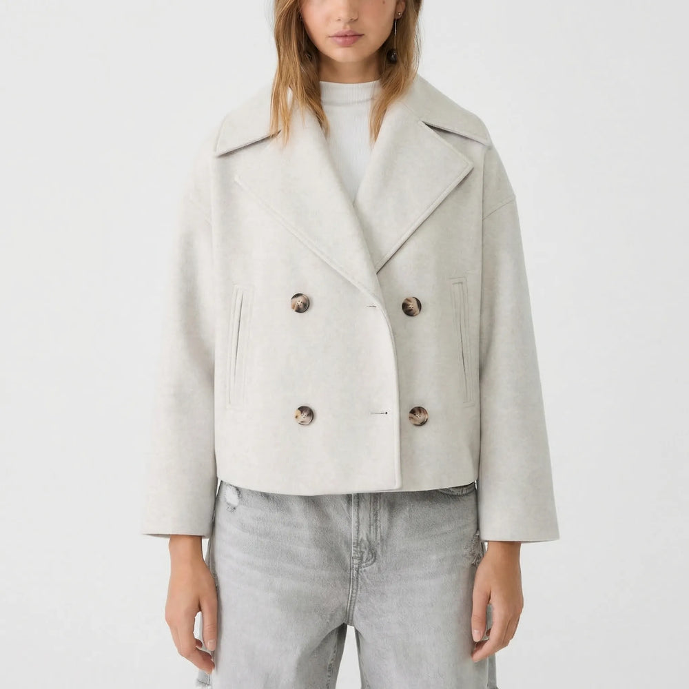 Jas dames | Korte double breasted mantel met knopen