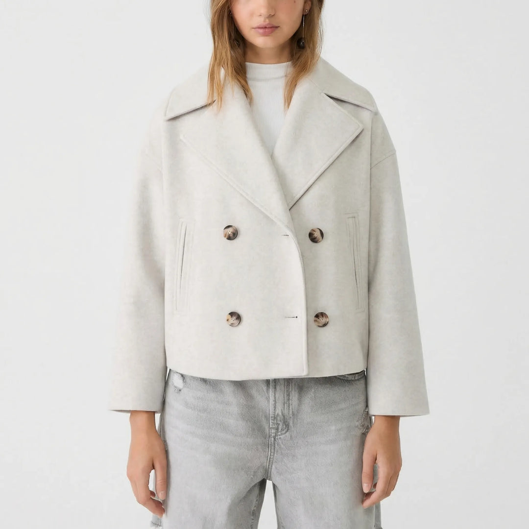 Jas dames | Korte double breasted mantel met knopen