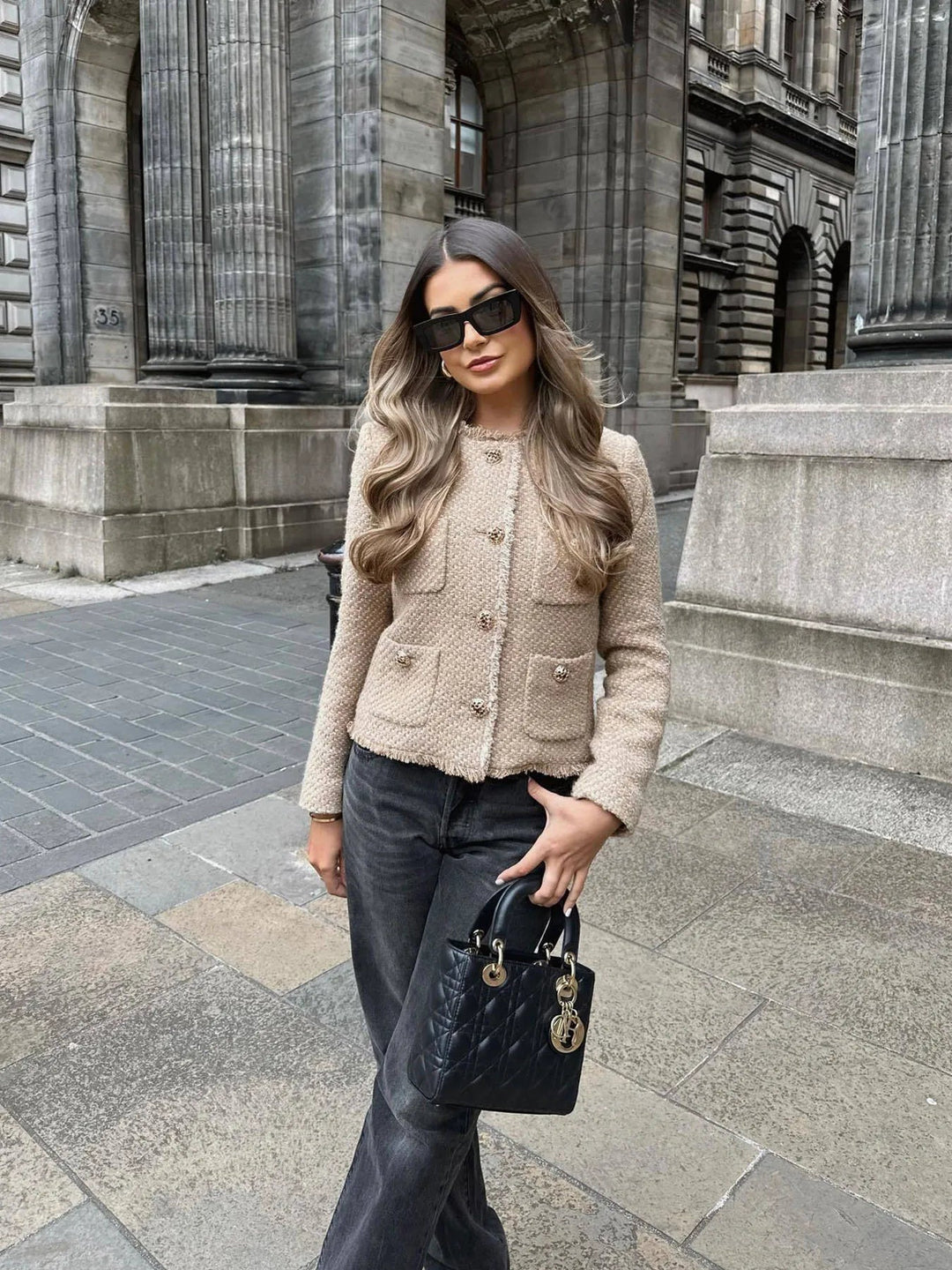 Jas dames | Tweed jas korte fit elegant