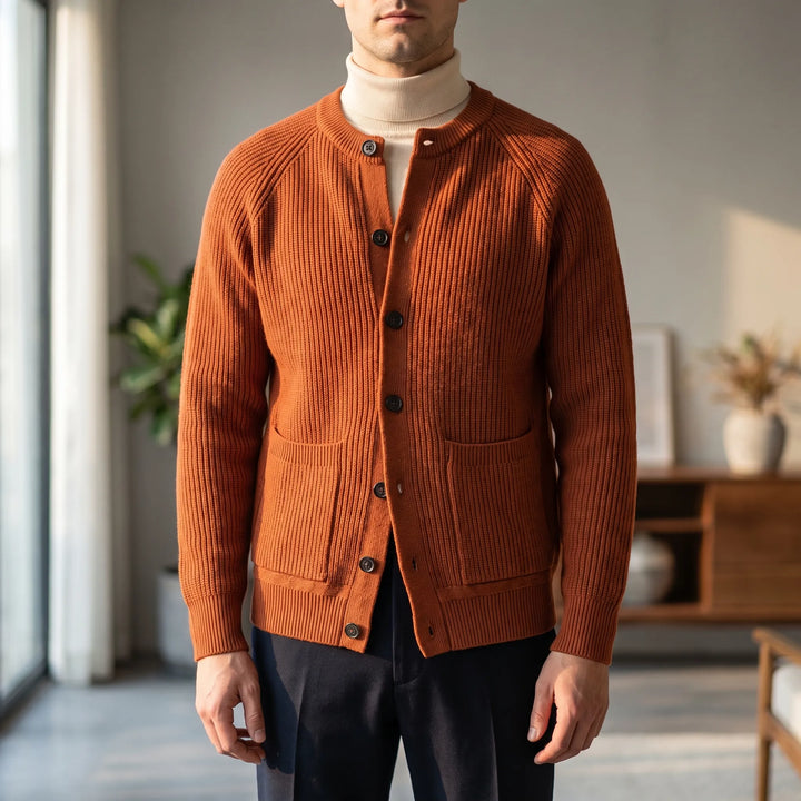 Jas heren | Corduroy tussenjas met rits en opstaande kraag