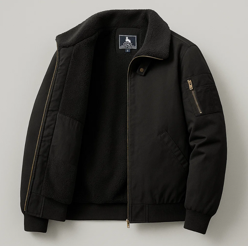 Jas heren | Gevoerd bomberjack met fleece en ritssluiting