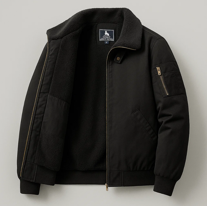 Jas heren | Gevoerd bomberjack met fleece en ritssluiting