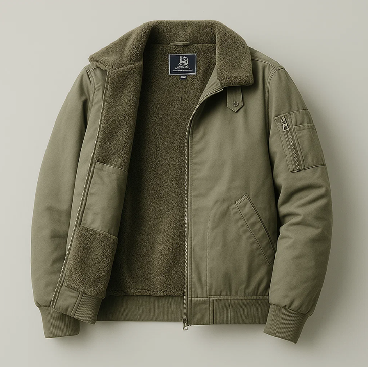 Jas heren | Gevoerd bomberjack met fleece en ritssluiting