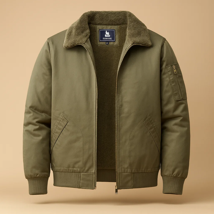 Jas heren | Gevoerd bomberjack met fleece en ritssluiting