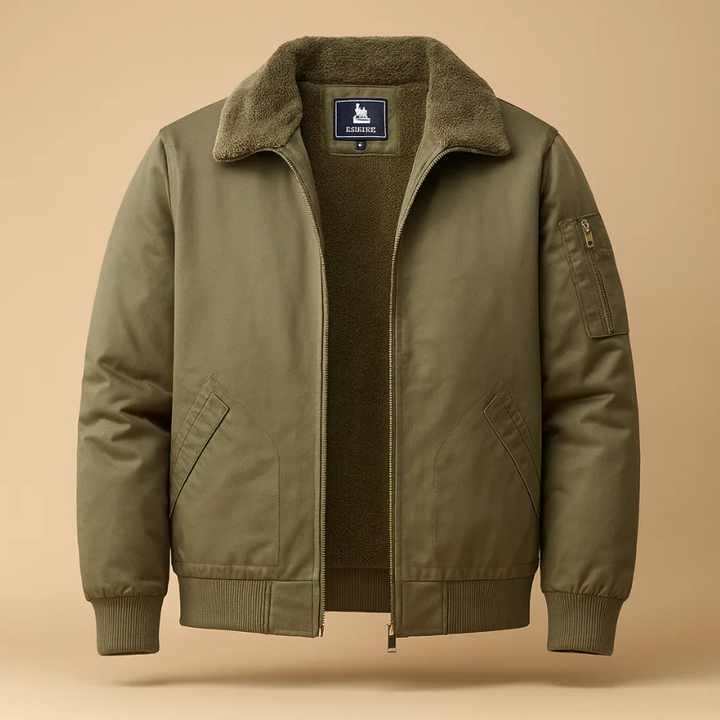 Jas heren | Gevoerd bomberjack met fleece en ritssluiting