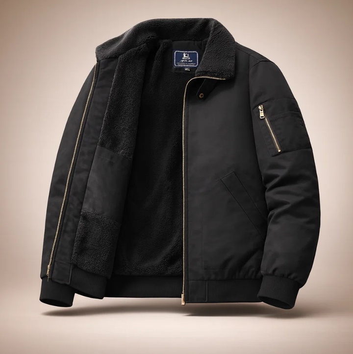Jas heren | Gevoerd bomberjack met fleece en ritssluiting