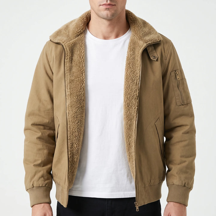 Jas heren | Gevoerd bomberjack met fleece en ritssluiting