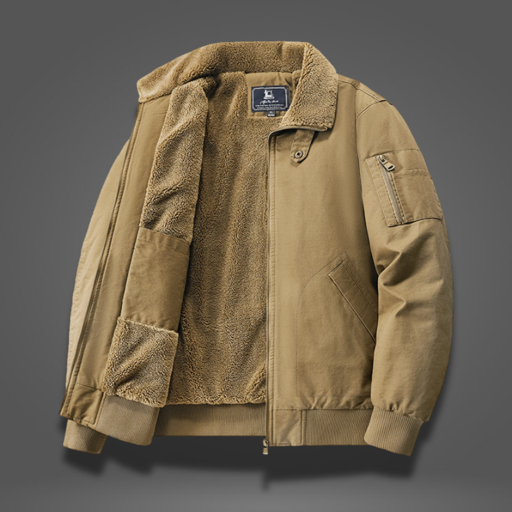 Jas heren | Gevoerd bomberjack met fleece en ritssluiting