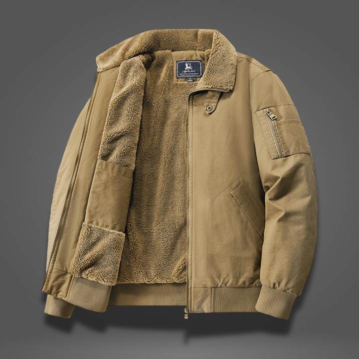 Jas heren | Gevoerd bomberjack met fleece en ritssluiting