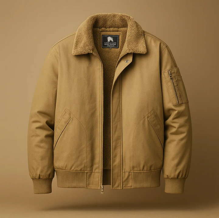 Jas heren | Gevoerd bomberjack met fleece en ritssluiting