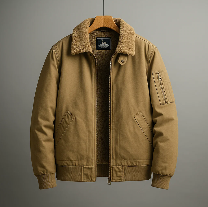 Jas heren | Gevoerd bomberjack met fleece en ritssluiting