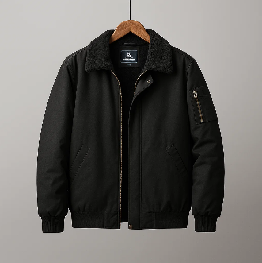 Jas heren | Gevoerd bomberjack met fleece en ritssluiting