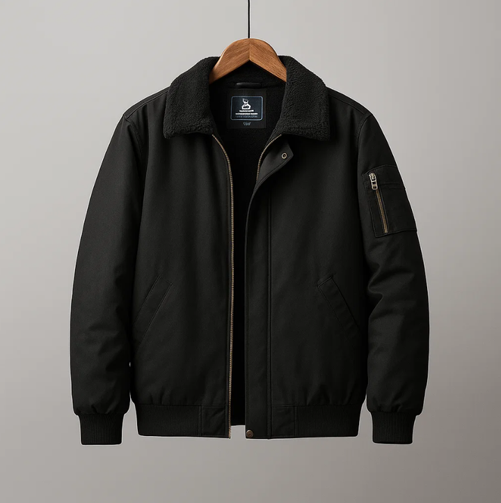 Jas heren | Gevoerd bomberjack met fleece en ritssluiting