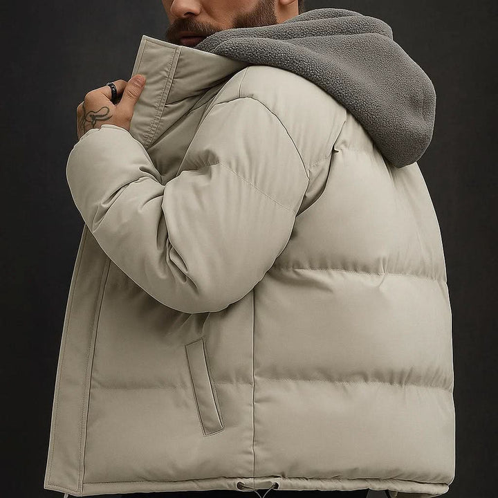 Jas heren | Gewatteerde winterjas met fleece capuchon