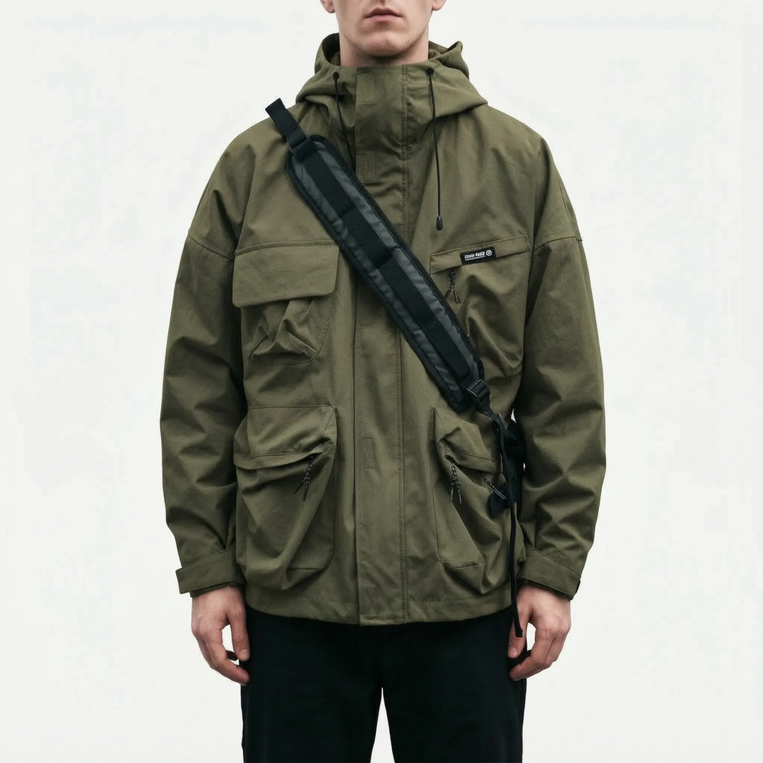Jas heren | Outdoor jas met capuchon en cargozakken